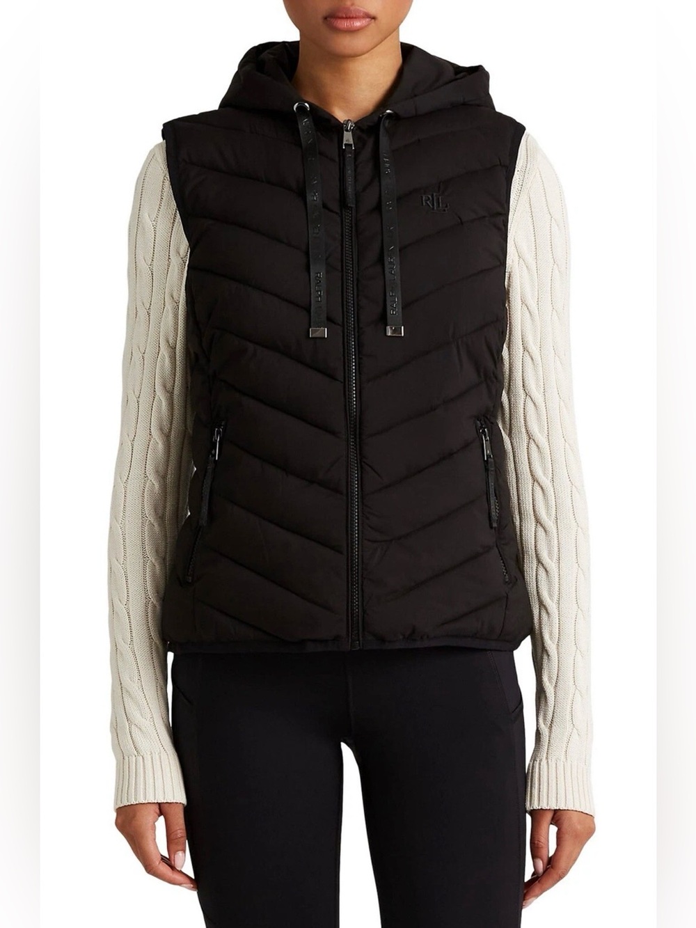 Ralph Lauren Black Hooded Quilted Puffer Vest size Small